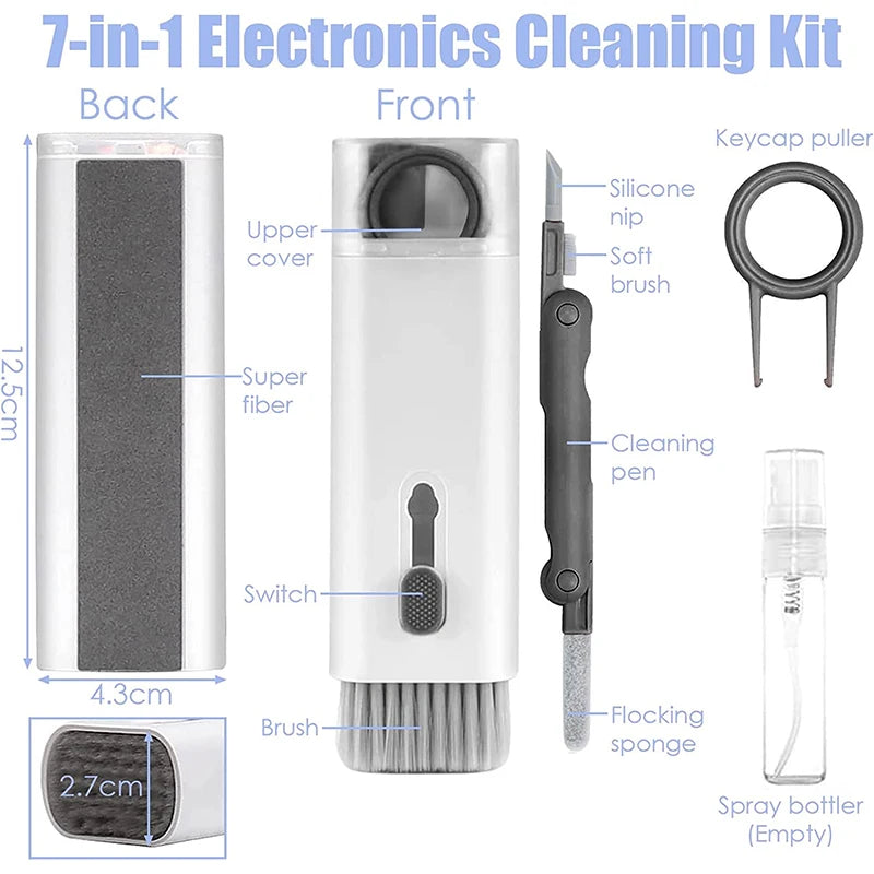 7-In-1 Keyboard Cleaning Kits Airpods Cleaner Headset Cleaner Pen Laptop Screen Cleaning Bluetooth Earphones Cleaning Kit